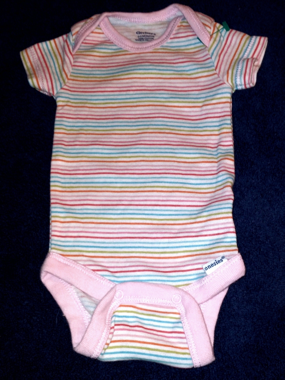 Carter's Pastel Multi-Stripe Pink-Trim Baby One-Piece
